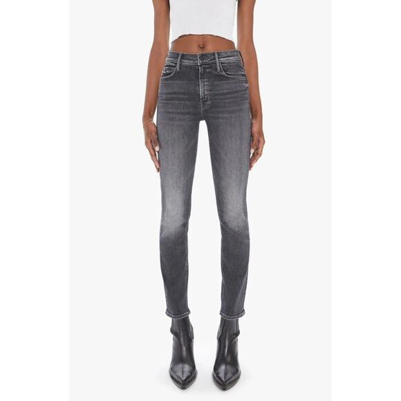 Mother Mid Rise Dazzler Ankle Straight Leg Jeans Night is Watching Black 28 - Picture 1 of 9